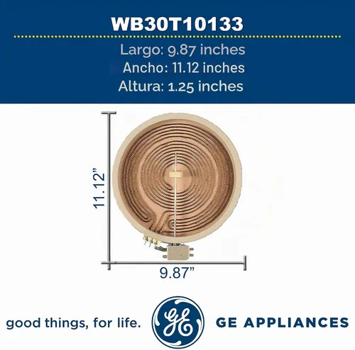 Vista 2 de GE WB30T10133 Elemento Radiante OEM Genuino de 9" de Superficie Dual para Gama Eléctrica GE