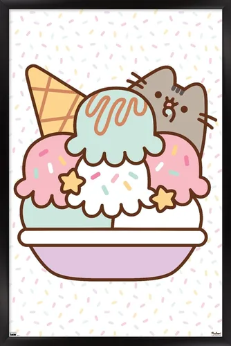Vista 8 de Trends International Pusheen - Póster de pared de helado, 22.4 pulgadas de largo x 14.7 pulgadas, versión enmarcada en plata Versión con marco
