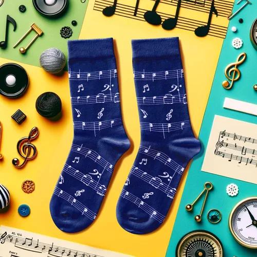 Vista 2 de HAPPYPOP Regalos de notas musicales para hombres, calcetines novedosos para piano de guitarra, regalos de batería para amantes de la música