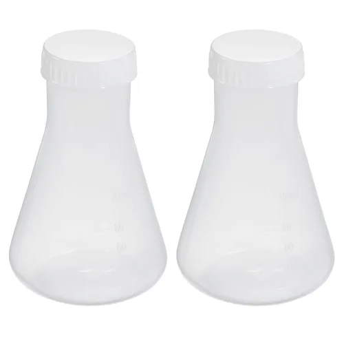 Vista 10 de PATIKIL Erlenmeyer - Frasco de plástico de 1.7 fl oz con tapas de rosca, paquete de 2 frascos cónicos de boca estrecha para laboratorio, transparente