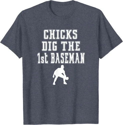 Vista 29 de Chicks Dig First Baseman - Camiseta de primera base Beisbol Player, Negro