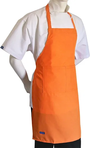 Vista 2 de CHEFSKIN Delantal naranja para niños a elegir para niños pequeños/pequeño/pequeño/pequeño/mediano, colores vivos cómodos y suaves (1 delantal