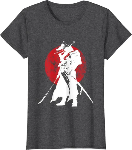 Vista 67 de Vintage Japanese Samurai Retro Bushido Warrior Japan Sword T-Shirt Asphalt Grey