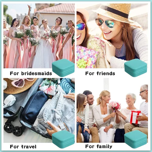 Vista 7 de Joyero pequeño de 12 piezas, mini joyero de viaje, regalo de dama de honor, joyería de piel sintética, organizador de viaje, pequeño joyero, mini