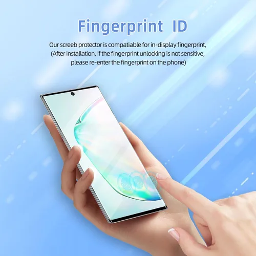 Vista 6 de Paquete de 3 protectores de pantalla de vidrio templado aplicables para Samsung Galaxy Note 10plus de 6.8 pulgadas, compatible con identificación
