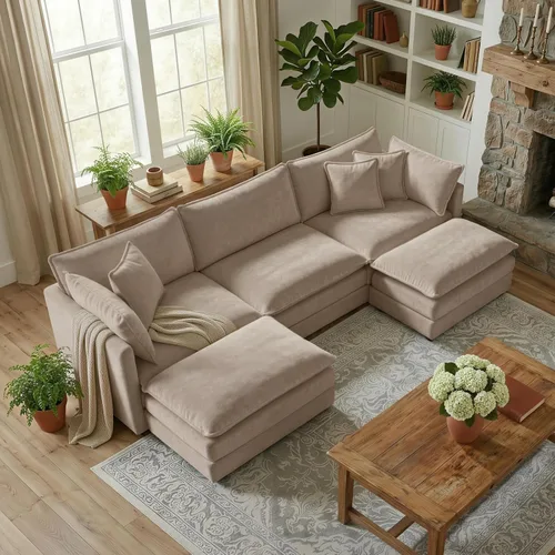 Vista 40 de SoarFlash Sofá modula, de felpilla, posición de en medio, beige