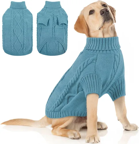Vista 38 de Queenmore - Suéter de punto trenzado con cuello alto para perros pequeños, para climas fríos, para chihuahua, bulldog, teckel, carlino y yorkie, XS