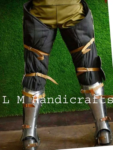 Vista 5 de Medieval SCA Combat Leg Armor Plate Cuisses with poleyns Caballero Completo Armadura de pierna con zapatos Set Recreación armadura de pierna