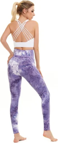 Vista 4 de iniber Pantalones de yoga de cintura alta con bolsillos para mujer, elásticos en 4 direcciones, suaves, para correr, entrenamiento, pantalones