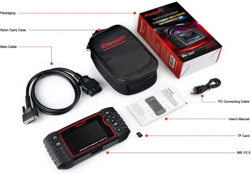 Vista 2 de Escáner de diagnóstico iCarsoft MB V2.0 Compatible para Mercedes-Benz/Sprinter/Smart, ABS SRS Oil BLD INJ