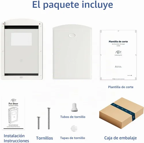 Vista 7 de [Classicmacher] Puerta para perros grandes, puerta de marco blanco para perros grandes, puerta de plástico fuerte para perros y mascotas grandes