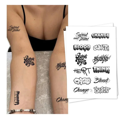 Vista 11 de INKARTLINK Tattoo Tech, 2 hojas de tatuaje semipermanente mediano, tatuajes temporales de diseño artístico para adultos, dura 1-2 semanas
