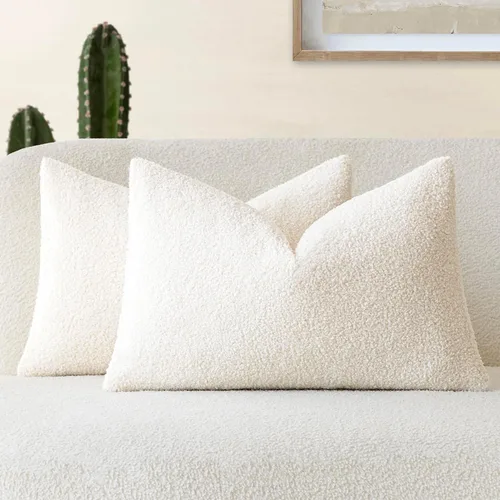 Vista 17 de Foindtower Paquete de 2 fundas de cojín decorativas de pelo sintético rizado, suave y mullida, con cremallera, acogedora funda de almohada