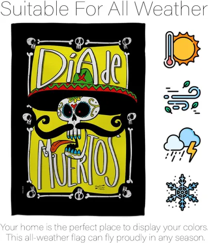 Vista 6 de Dia De Los Muertos Decoraciones Otoño Día de Muertos Decoración Habitación Hogar Mexico Mexicanos Ourdoor Interior Halloween Bandera Tapiz Césped