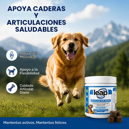 Vista 2 de Suplementos para perros para cadera y articulaciones, aceite de krill y glucosamina masticables suaves, suplemento articular para perros con aceite