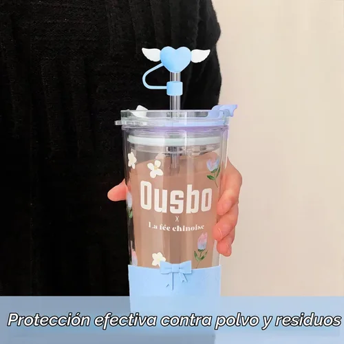 Vista 3 de Stanley - Juego de accesorios para vasos que incluye 4 fundas de silicona para popotes de 0.394 in/0.4 pulgadas, 1 bota de silicona para copa Azul