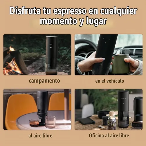 Vista 9 de Nuttii E-Coffee - Máquina de café espresso portátil, cafetera de viaje autocalentable de 20 bares, control de presión preciso para extracción