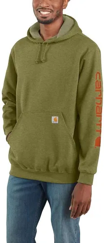 Vista 54 de Carhartt Sudadera de ajuste holgado para hombre con logotipo en la manga, de peso medio, gráfica, liquidación Terreno ámbar