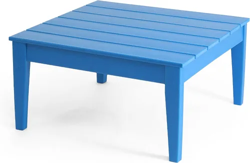 Vista 11 de Ashore - Mesa de centro para exteriores, 32 pulgadas para todo tipo de clima, de madera de polietileno Adirondack, mesa auxiliar cuadrada para Teca