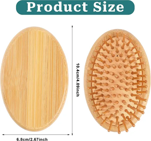 Vista 4 de Cepillo de bambú para el crecimiento del cabello, mini cepillo de bambú para el cuero cabelludo, masajeador de cuero cabelludo de madera, cepillo