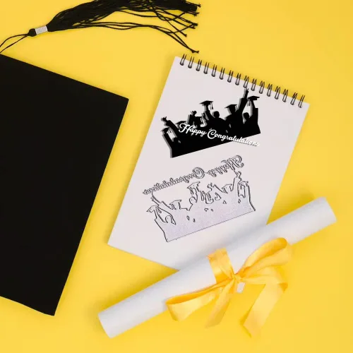 Vista 4 de ALIBBON Troqueles para graduados para hacer tarjetas, palabras de felicitaciones, troqueles de corte de metal, troqueles de fondo de graduación