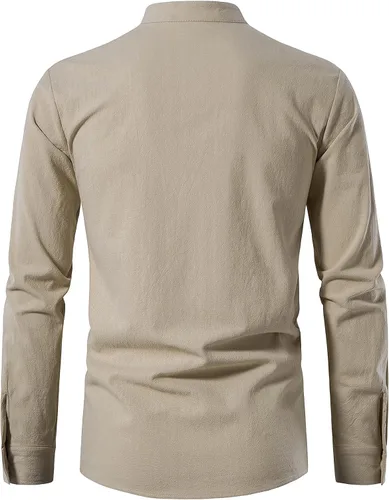 Vista 3 de JEMITOP Men's Pure Cotton Retro Lace Up Shirts for Renaissance Pirate Medieval Viking