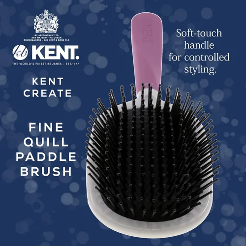 Vista 5 de Kent KCR5 "Create" - Cepillo acolchado grande para alisar y alisar todo tipo de cabello, cepillo desenredante con mango ergonómico morado y cerdas