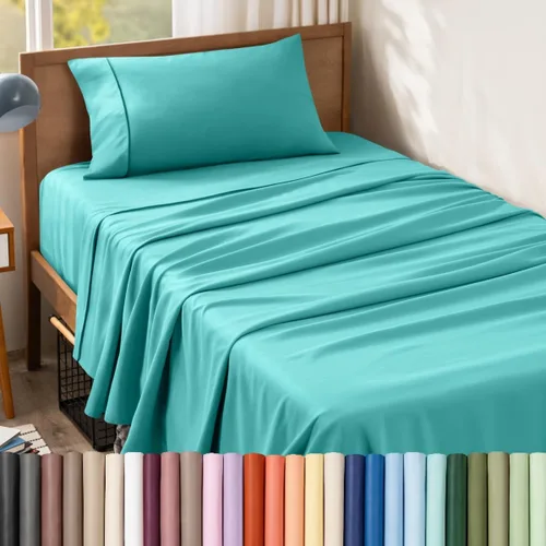 Vista 122 de Bare Home Juego de Sábanas Twin - Sábanas de Cama de Microfibra Ultra-Suave 1800 - Doble Cepillado - Bolsillos Profundos - Ajuste Fácil - Extra