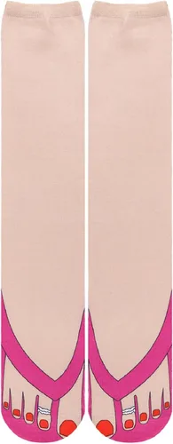 Vista 3 de Benefeet Sox Calcetines altos hasta la rodilla para mujeres y niñas, calcetines lindos sobre la pantorrilla, calcetines con impresión 3D, calcetines