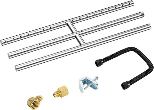 Vista 8 de Skyflame Quemador H Rectangular de 12" x 6" para Hoguera de Gas y Chimenea con 3 Tubos - Acero Inoxidable 304 - para Uso Interior y Exterior