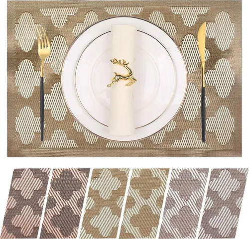Vista 47 de Manteles individuales de vinilo resistentes al calor, lavables, fáciles de limpiar, manteles individuales de plástico para cocina, mesa de comedor
