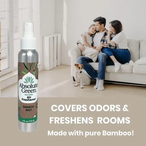 Vista 4 de Absolute Green Ambientador en aerosol, no tóxico, cubre olores, seguro para niños y mascotas, aroma natural de niebla de bambú de 4 onzas