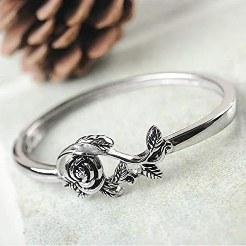 Vista 3 de JESMING Anillo para mujer con diseño de rosa delicada, plata de ley 925