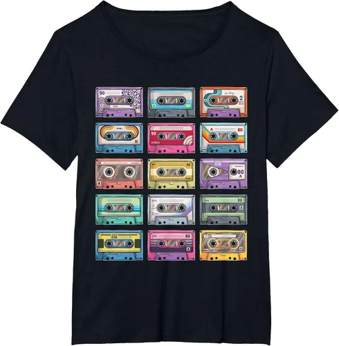 Vista 52 de Vintage Cassette Tapes Collection 80's 90's Music Mixtape T-Shirt Asphalt Grey
