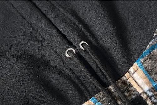 Vista 5 de Camisa de franela con capucha para hombre, de manga larga, casual, ajuste regular, con botones