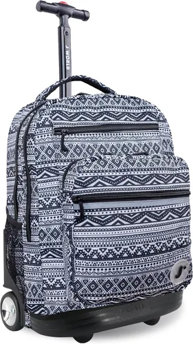 Vista 36 de J World Sundance Mochila Rodante para Laptop para Niñas y Niños. Mochila Escolar con Ruedas, Rombos negro, 20 pulgadas