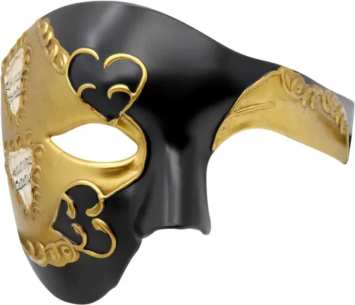 Vista 25 de Thmyo Half Face - Máscara de mascarada de carnaval veneciano para hombre, diseño vintage de Phantom of the Opera