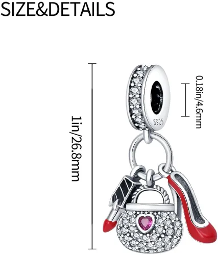 Vista 3 de TINSLO Charms Beads fits for Charms Bracelets for Woman 925 sterling silver suspension pendants and CZ stones, women DIY jewelry