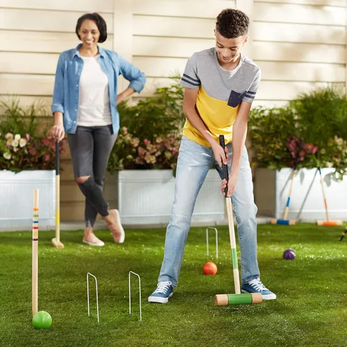Vista 7 de Amazon Basics - Juego de cróquet, para seis jugadores, negro