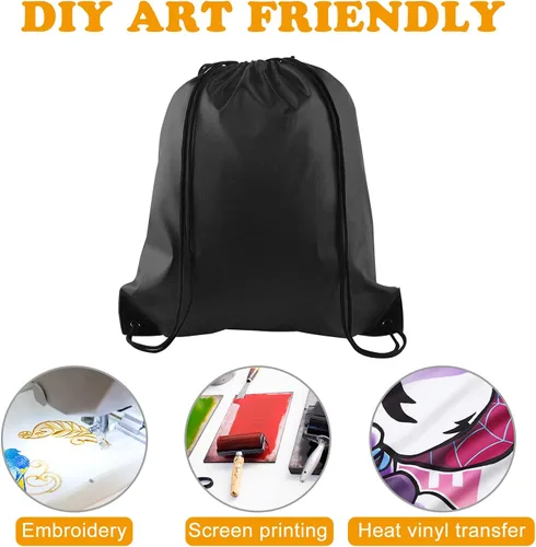 Vista 5 de PLULON 25 bolsas de mochila con cordón a granel, mochila con cordón, Negro -, Viajar