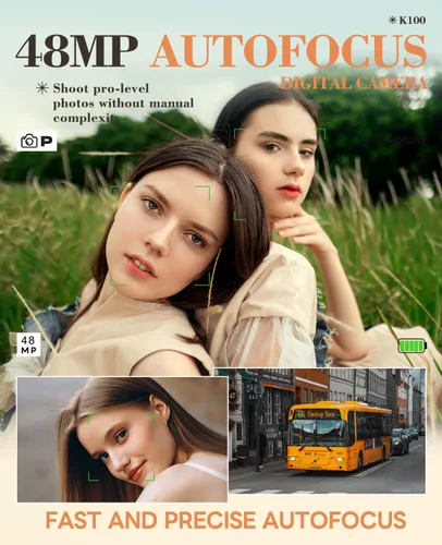Vista 4 de TURE - Cámara digital 4K de 48 MP para fotografía y vlogging de YouTube, cámara de video de enfoque automático UHD con zoom 18X con pantalla