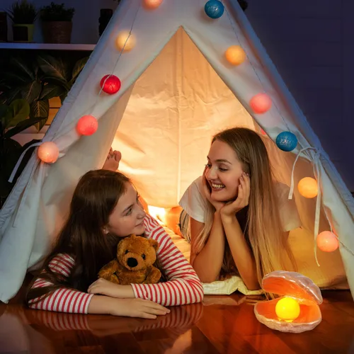 Vista 6 de DECHOUS Shell Pearl Night Light: LED cerámica rosa perla Shell luz escritorio mesita de noche lámpara de concha para dormitorio habitación de niños