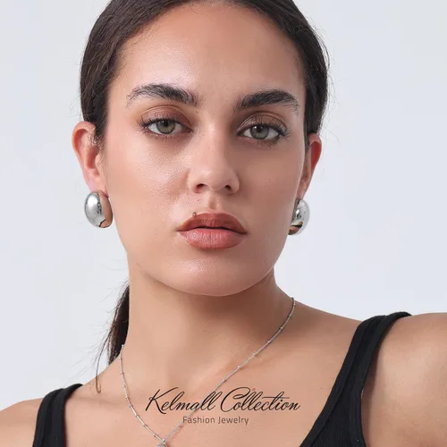 Vista 2 de KELMALL Chunky Gold Hoop Statement Earrings for Women, Thick 18K Gold Plated Open Hoop Lightweight 925 Sterling Silver Post