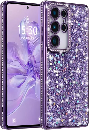 Vista 10 de FABSPARK Funda para Samsung Galaxy S22, Cristal Brillante Diamante Pedrería Lentejuela Brilloso Reluciente Espumoso Brillante Lujoso Galvanizado