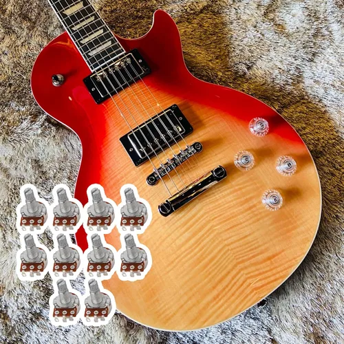 Vista 2 de Potenciómetro de guitarra B500K Push/Pull Audio Taper Short (3/8 "buje de 3/8") Potenciómetro de eje dividido Push-Pull Pot para guitarra eléctrica
