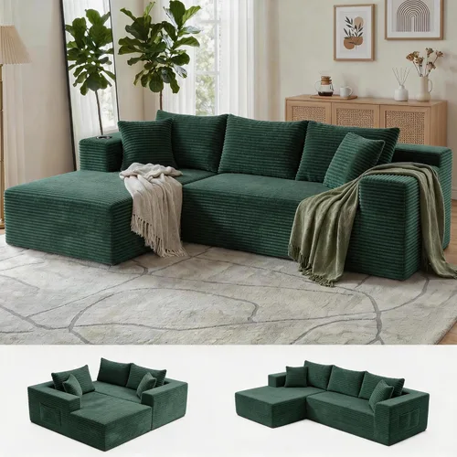Vista 12 de Bashaw Sofá modular Cloud de 108 pulgadas sin hueso con diván, sofá modular en forma de L, asiento profundo, sofá comprimido de espuma viscoelástica