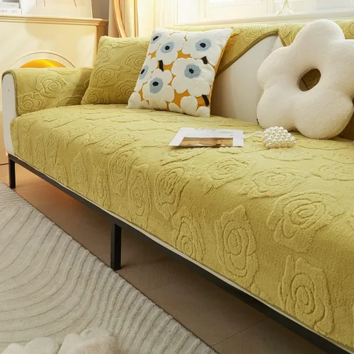 Vista 8 de vctops Funda de sofá jacquard con diseño de rosas y flores, de felpa suave, antideslizante, mullida, protector de muebles para sala de estar