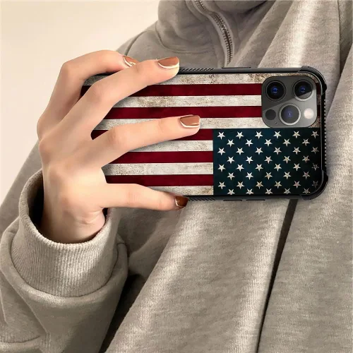 Vista 6 de Funda protectora de TPU resistente compatible con iPhone 11 Pro Max, diseño de bandera americana K1, resistente a arañazos y golpes, para iPhone 11