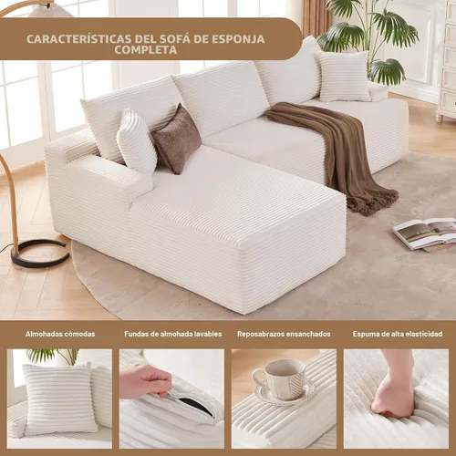 Vista 6 de Mangodan - Sofá seccional en forma de nube, sofá sin huesos para sala de estar, sofá seccional modular con asiento profundo, sofá esponjoso y cómodo