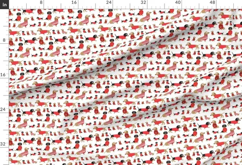 Vista 2 de Spoonflower Tela – Suéter de perro salchicha de Navidad rojo y blanco perro perro perro invierno vacaciones impreso en tela de gasa Fat Quarter